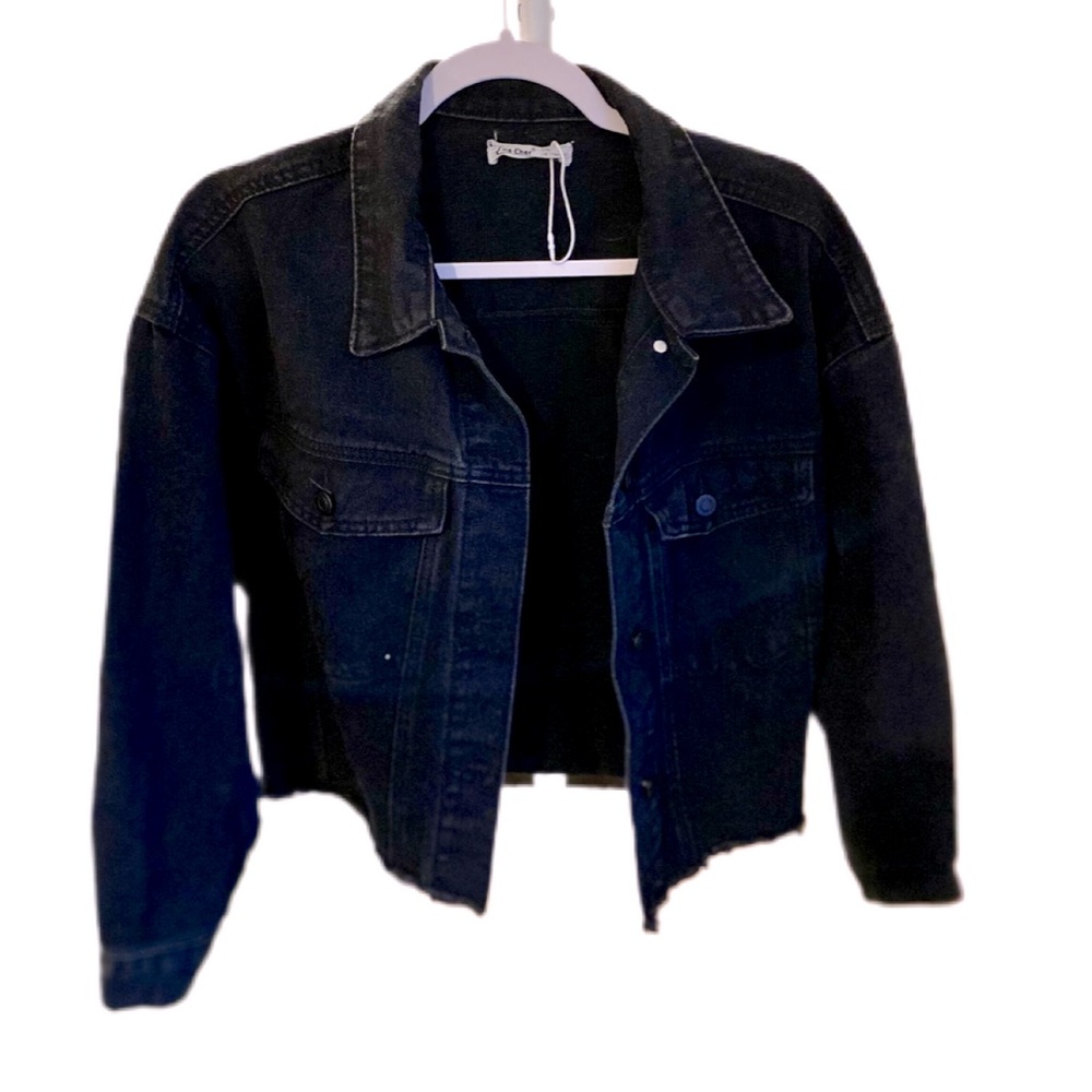 Oversized, Cropped Black Jean Jacket